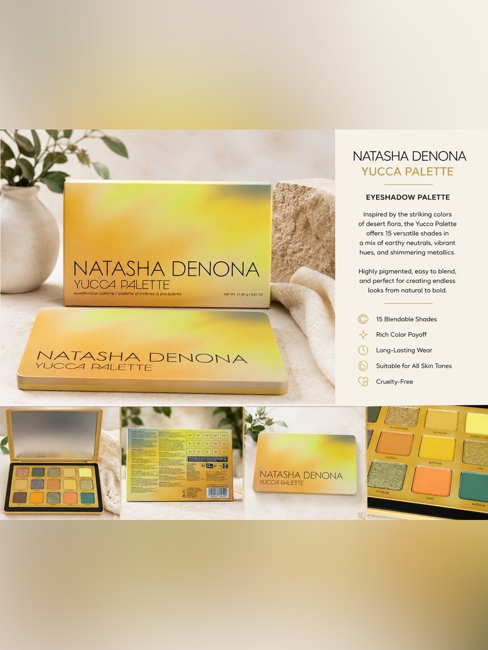 Natasha Denona Yucca Eyeshadow Palette 15 Shades Makeup Palette - Brand New